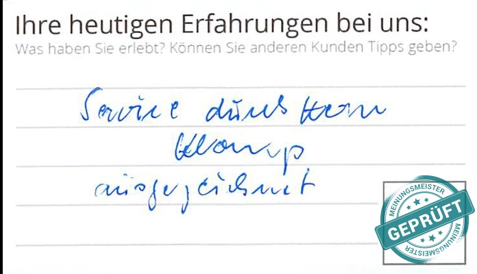 Digitalisierter Text des Meinungsmeister Bewertungsbogens