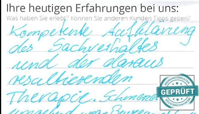 Digitalisierter Text des Meinungsmeister Bewertungsbogens