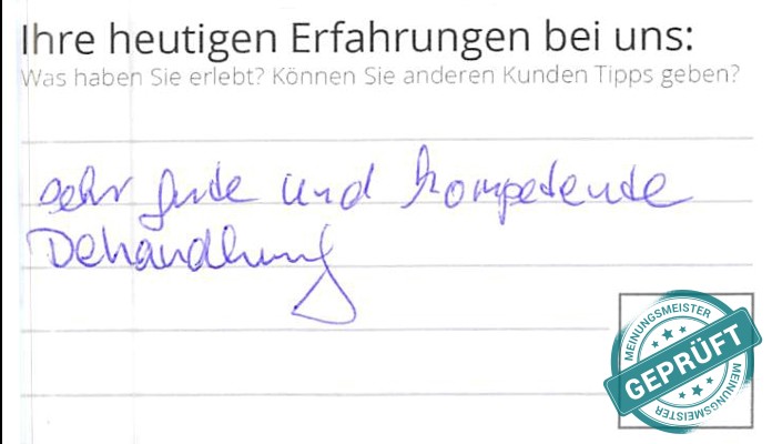 Digitalisierter Text des Meinungsmeister Bewertungsbogens