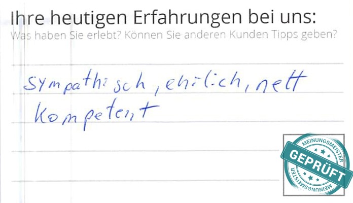 Digitalisierter Text des Meinungsmeister Bewertungsbogens