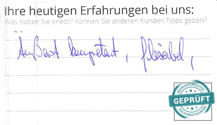 Digitalisierter Text des Meinungsmeister Bewertungsbogens