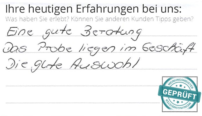 Digitalisierter Text des Meinungsmeister Bewertungsbogens