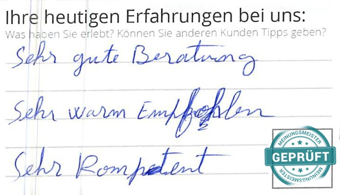 Digitalisierter Text des Meinungsmeister Bewertungsbogens