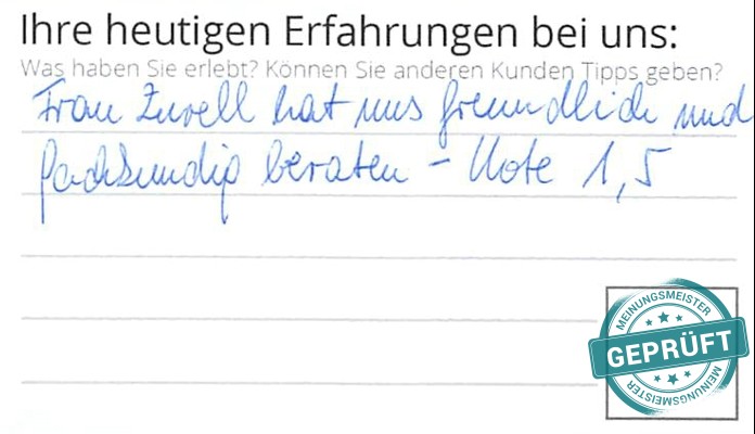 Digitalisierter Text des Meinungsmeister Bewertungsbogens