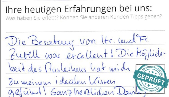 Digitalisierter Text des Meinungsmeister Bewertungsbogens