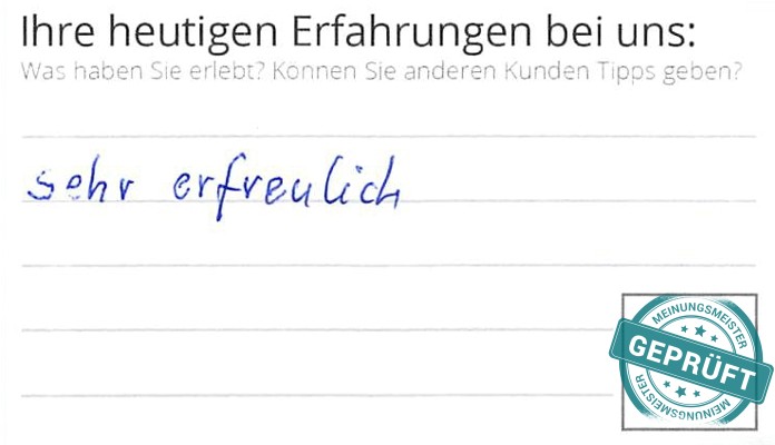 Digitalisierter Text des Meinungsmeister Bewertungsbogens