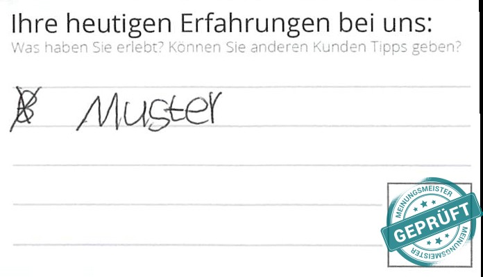 Digitalisierter Text des Meinungsmeister Bewertungsbogens