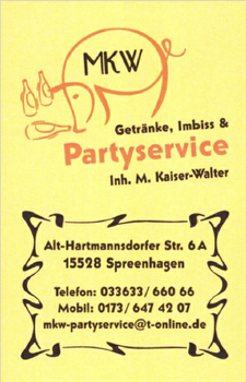 Logo von MKW Getränke, Imbiss und Partyservice / Inh. Matthias Kaiser-Walter in Spreenhagen