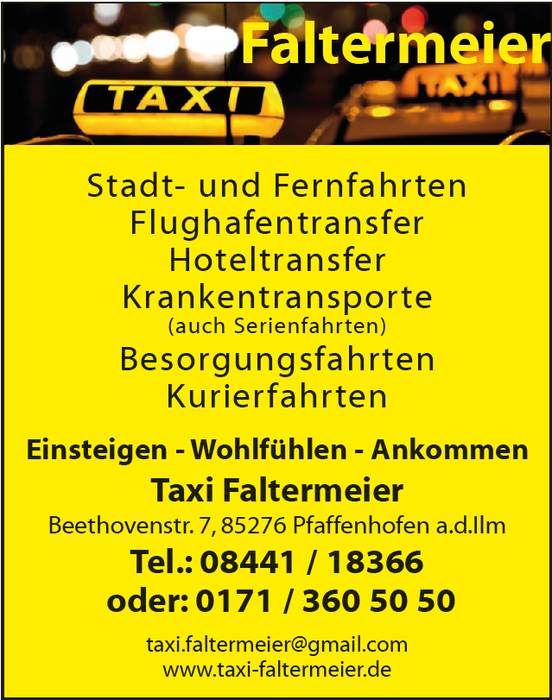 Taxi Pfaffenhofen | Taxi Faltermeier