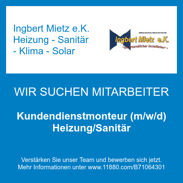 Kundendienstmonteur (m/w/d) Heizung/Sanitär