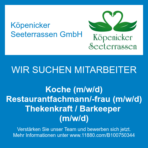 Koche (m/w/d) Restaurantfachmann/-frau (m/w/d) Thekenkraft / Barkeeper (m/w/d)