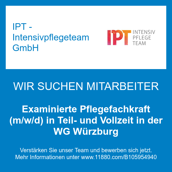 Examinierte Pflegefachkraft (m/w/d) in Teil- und Vollzeit in der WG Würzburg