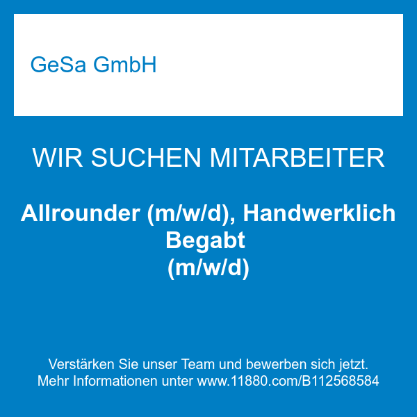 Allrounder (m/w/d), Handwerklich Begabt (m/w/d)