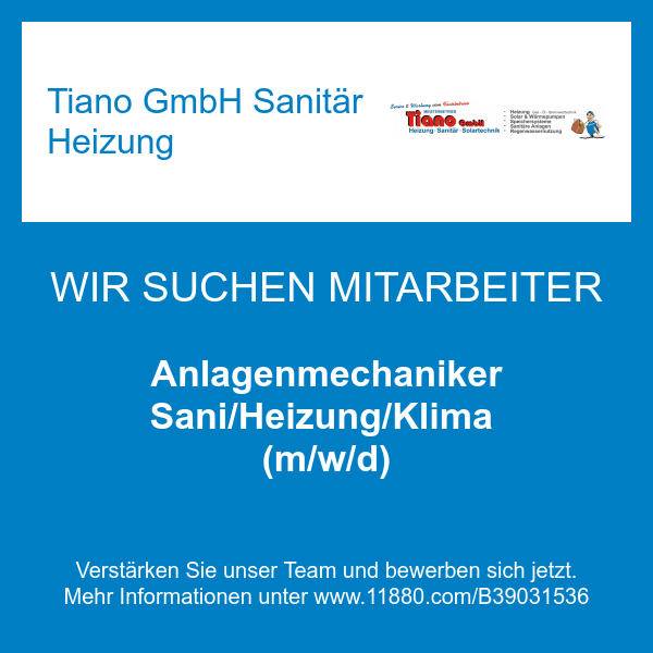 Anlagenmechaniker Sani/Heizung/Klima (m/w/d)