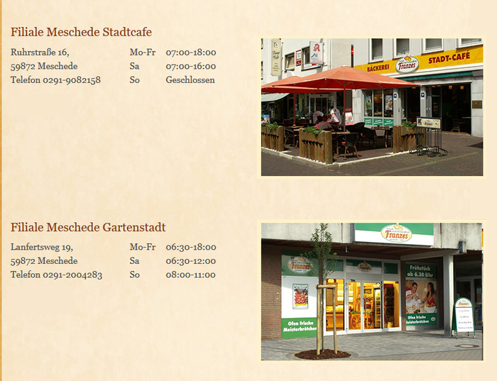 Bäckerei & Café Franzes - Stammhaus Filiale Berge