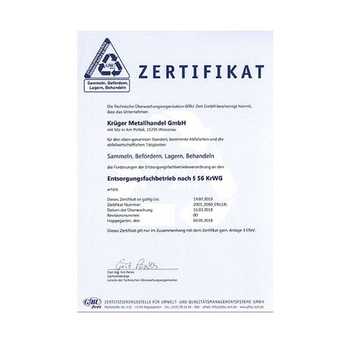KRÜGER Metallhandel GmbH / Entsorgungsfachbetrieb und Containerdienst